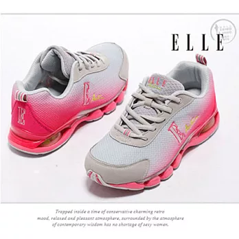 ELLE active 亮彩潮流。異材質混搭運動休閒鞋_灰36灰色