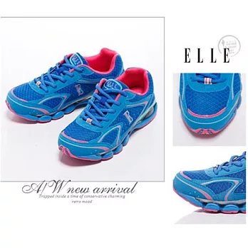 ELLE active 亮彩潮流。異材質混搭運動休閒鞋_藍36藍色