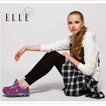 ELLE active 亮彩潮流。異材質混搭運動休閒鞋_紫36紫色