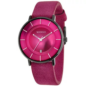 MANGO 秋之質感時尚腕錶-金屬桃紅/38mm金屬桃紅
