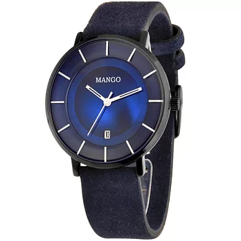 MANGO 秋之質感時尚腕錶-金屬藍/38mm金屬藍