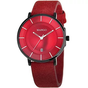 MANGO 秋之質感時尚腕錶-金屬紅/38mm金屬紅