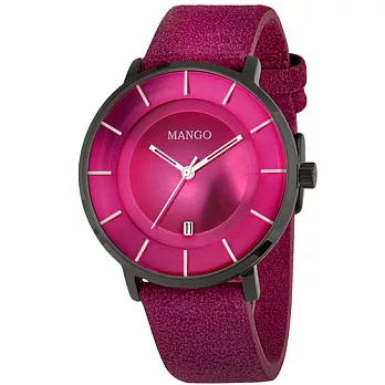 MANGO 秋之品味時尚腕錶-金屬桃紅/42mm金屬桃紅