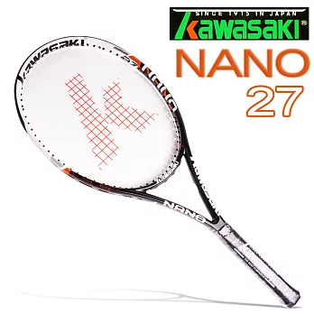 Kawasaki NANO27 專業全碳穿線網球拍(黑橘)