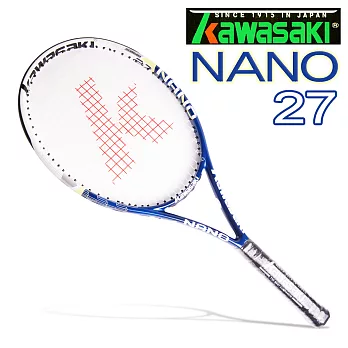 Kawasaki NANO 27 專業全碳穿線網球拍(綠藍)