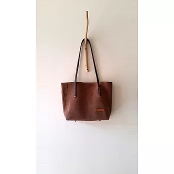 [Mestudio] 手縫真皮棕色麂皮手提袋