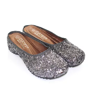 ◤Green Phoenix◥注目焦點閃耀亮片前包後空拖鞋39灰色