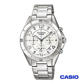【CASIO卡西歐】鑲鑽指針石英女錶 SHE-5021D-7A