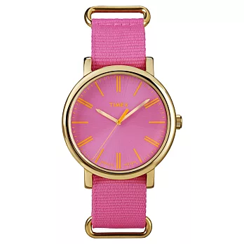 TIMEX 復刻系列絕佳工藝時尚腕錶-桃紅x帆布帶