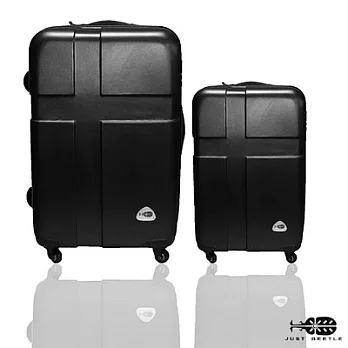 ☆莎莎代言☆【Just Beetle】 愛琴海系列ABS輕硬殼行李箱兩件組(28+20吋)十字旅行箱/拉桿箱/登機箱黑色