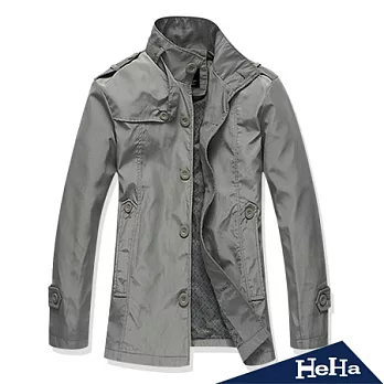 外套 經典英倫輕薄中長款風衣 二色-HeHa-M(淺灰)