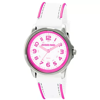Jacques Farel Kids 繽紛甜心馬卡龍色系兒童腕錶-粉x白
