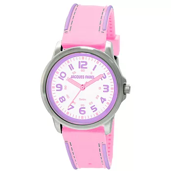 Jacques Farel Kids 繽紛甜心馬卡龍色系兒童腕錶-粉x紫