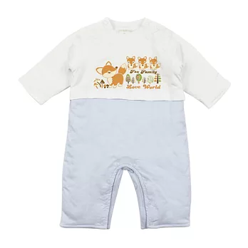 【愛的世界】LOVE WORLD森林好朋友系列純棉舖棉長袖衣連褲/6個月~1歲-台灣製-6M白色