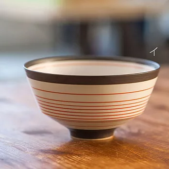 《有田燒》吳須錆線紋系列‧丼飯碗紅色