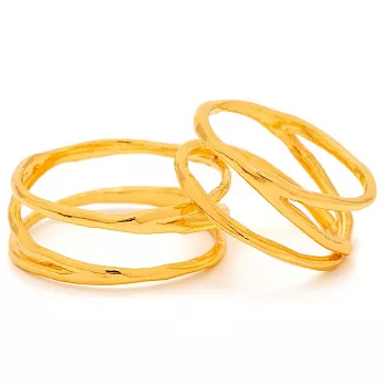 GORJANA 多層次 圓弧造型 寬版戒指&尾戒 套組 美規6號&3號 Isla Ring & Midi Set