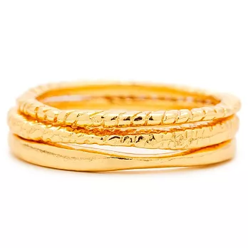 GORJANA 手工波浪紋 細緻金色三環戒套組 Stackable Rings美規6號
