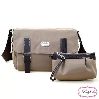 【a Lady ’s真皮】朵麗時髦感斜背包+拉錬包二件組(香檳)