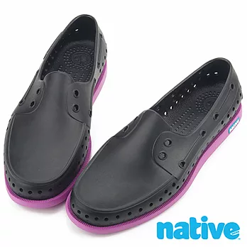 native HOWARD 晴雨帆船鞋(男/女)23黑x葡萄紫