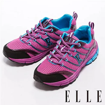 ELLE active 亮彩潮流。異材質混搭運動休閒鞋_紫紫色
