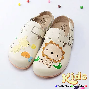 【Kids】森林童趣前包後空勃肯風鞋-米色大人款35米色