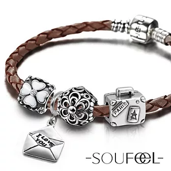 索菲爾SOUFEEL 英倫純銀珠飾《皮革手鍊串珠套組》FREEA-巴黎輕旅行