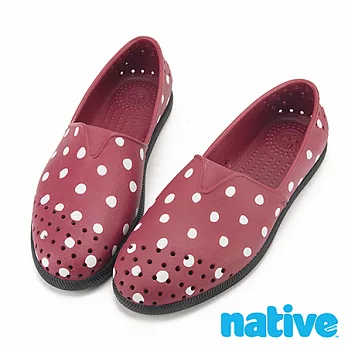 native VERONA 懶人晴雨休閒鞋-酒紅x波爾卡圓點(男/女)24酒紅x波爾卡圓點
