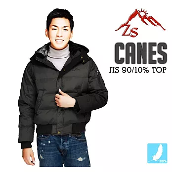 ZS Canes 潮流男款袖拆式羽絨外套S黑