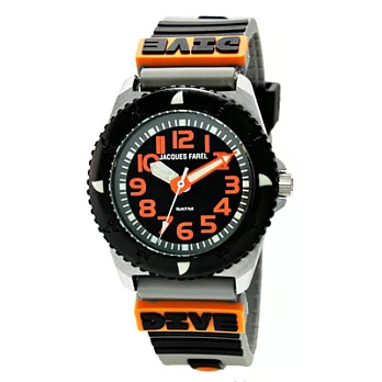 Jacques Farel Kids 極限雙色運動兒童腕錶-灰X橘