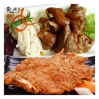 【正一排骨】 潤月添福壽-福氣豬腳禮盒 鴻運豬腳300gx2+招牌手打排骨5入(熟)+麵線2綑