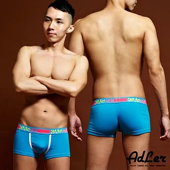 【Kiasma】繽紛復古款撞色平口褲(藍)L藍