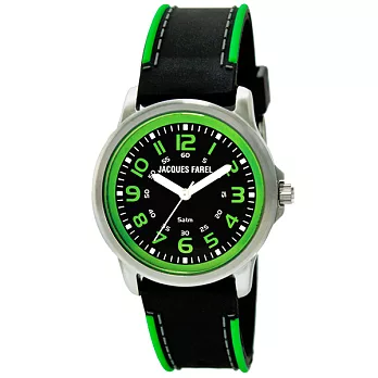 Jacques Farel Kids 繽紛甜心馬卡龍色系兒童腕錶-綠x黑