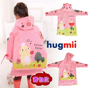 【Hugmii】童趣造型EVA書包位雨衣_小豬L粉色