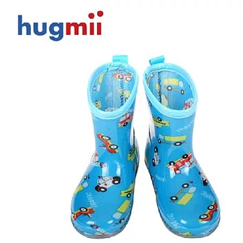 【Hugmii】滿圖造型兒童果凍雨鞋_車車15藍色