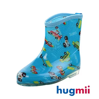 【Hugmii】滿圖造型兒童果凍雨鞋_車車17藍色