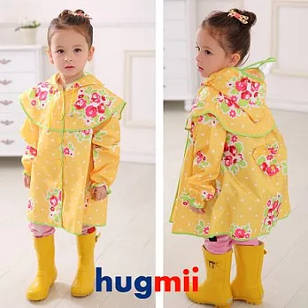 【Hugmii】可愛花朵兒童雨衣_黃色L黃色