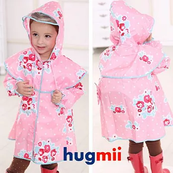 【Hugmii】可愛花朵兒童雨衣_粉色M粉色
