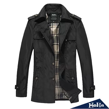 外套 秋季新款英倫質感中長款風衣 三色-HeHa-M(黑色)
