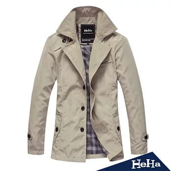 外套 英倫氣質薄款風衣外套 二色-HeHa-M(淺卡其)