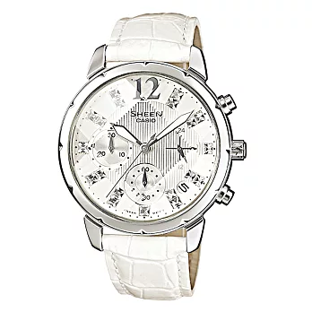 CASIO SHEEN 魅力佳人時尚晶鑽腕錶-白