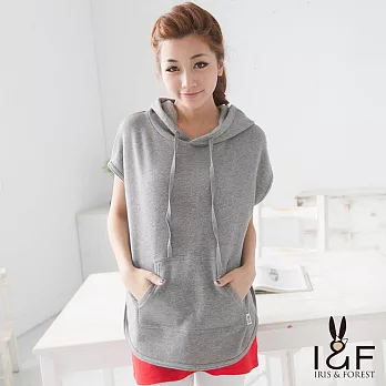 【INF】連帽隨性大口袋斗篷上衣112-5110FREE麻灰