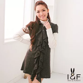 【INF】學院時尚感荷葉短洋裝10003S墨綠