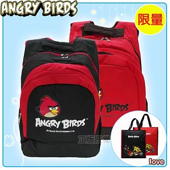 【Angry Birds】憤怒鳥 書包+補習袋-高級輕量筆電款(二色)紅色