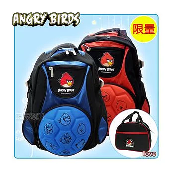 【Angry Birds】憤怒鳥 書包+便當袋-足球雙層後背款(二色)藍色