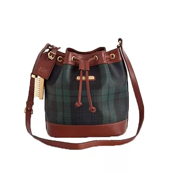 WORLD POLO 世界保羅‧經典綠格方形小水桶包