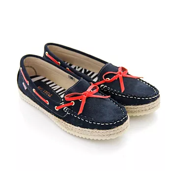 BIS-VITAL 知名設計師款-蝴蝶結麂皮莫卡辛鞋35藍色