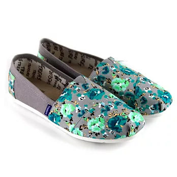 ◤Green Phoenix◥客家花布風帆布懶人休閒鞋35灰色