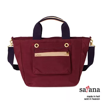 satana - 都會輕巧多隔層手提包/斜背包 -野莓紅