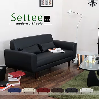 Settee莎緹日系簡約雙人沙發皮面/黑色