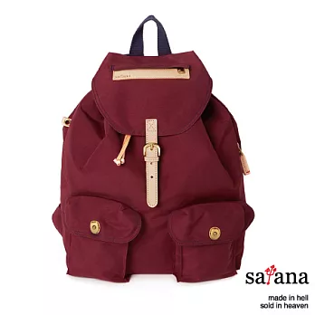 satana - 實用休閒束口後背包 - 野莓紅